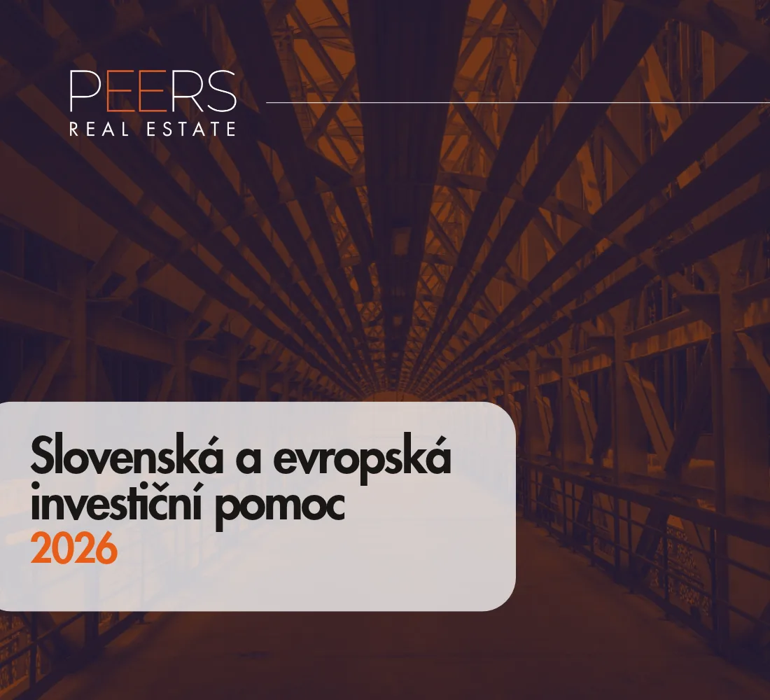 Oceľová konštrukcia priemyselnej haly s nápisom Slovenská a európska investičná pomoc 2026